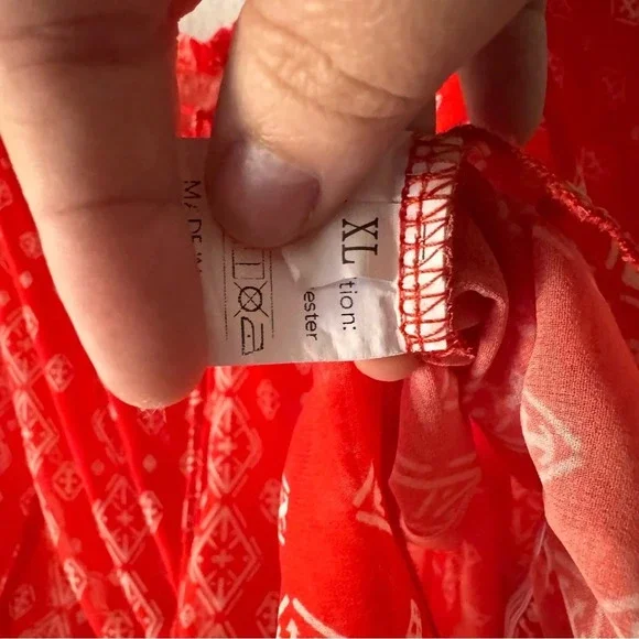 Off The Shoulder Long Sleeve Casual Summer Printed Tunic Shirt Blouse Top Red XL - Picture 9 of 11